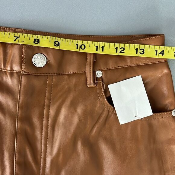 040 New Juicy Couture Rodeo Barrel Fit High Waist Faux Leather Pants Camel - Picture 10 of 12